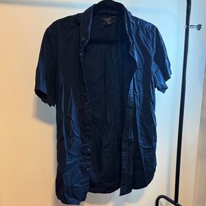 Forever 21 Men's Dark Blue Casual Button Down Shirt